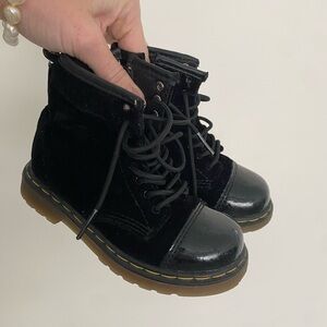 Toddler Dr Marten Boots- great condition, black velvet and patent leather boot.